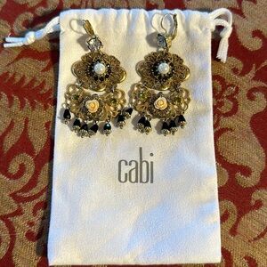 Cabi- Cha Cha flower rhinestone dangle earrings #031